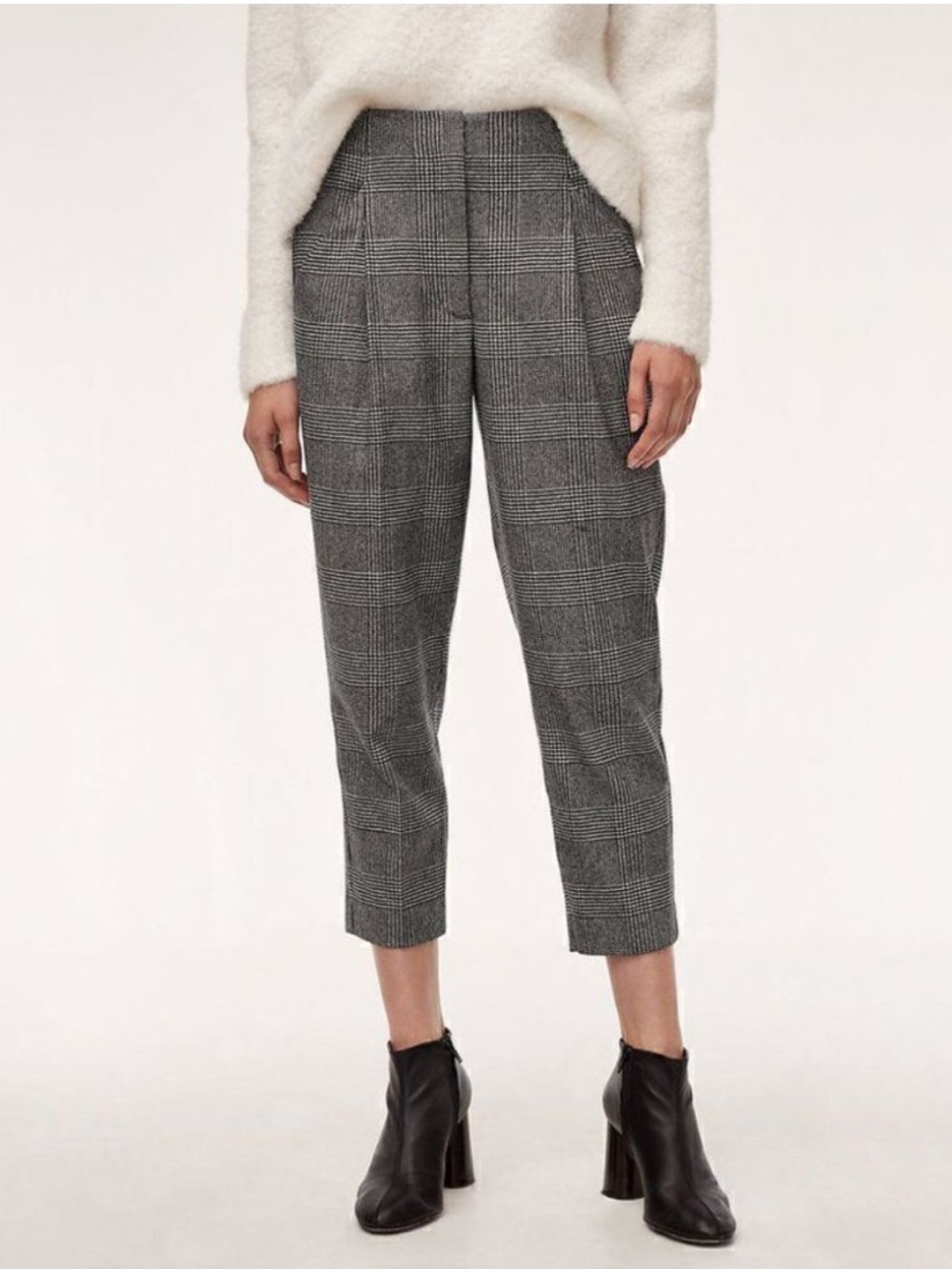 ARITZIA WILFRED Chambery Pants - Glen Plaid, Wool & Cashmere Blend